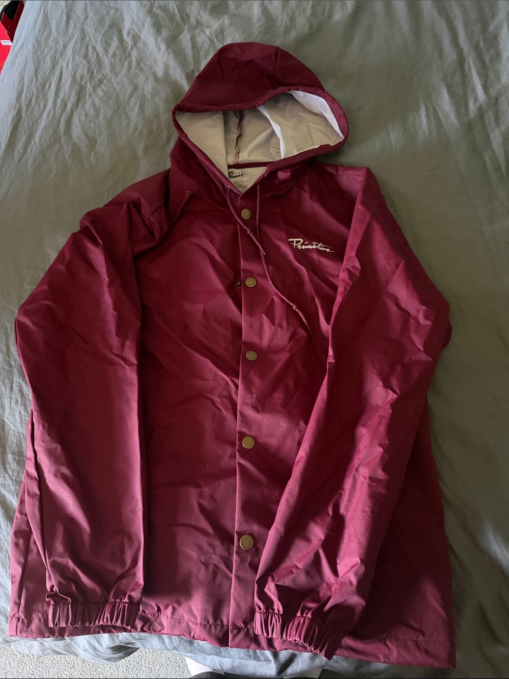 Primitive Skate Maroon Button Up Rain Jacket